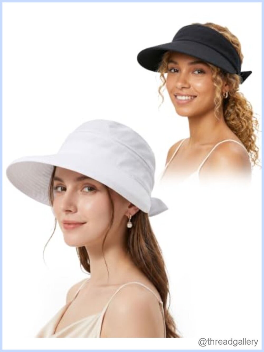 Women Sun Visor Hat Wide Brim UV Protection Zip-Off Pack of 2
